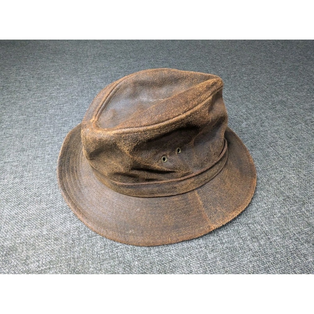 Indiana Jones Genuine Rustic Style Leather Large Brown Fedora Hat‎ Film Headwear